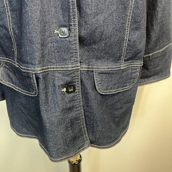 Apostropher Denim Jean Barn Jacket Blazer Plus size 22W Stretch Pockets Casual - Picture 4 of 7